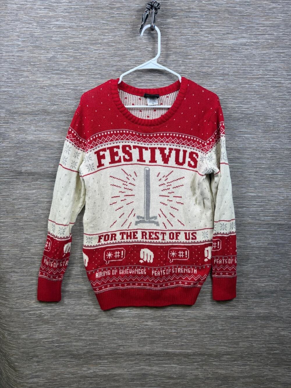 Seinfeld Festivus For The Rest Of Us Ugly Christmas Sweater Size S Adults Red